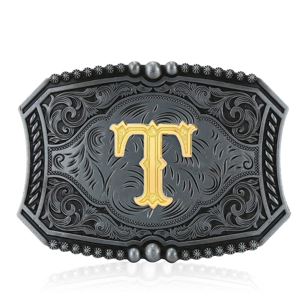 5631 Upgrade Western Belt Buckle Initial Letters ABCDEFG to Y-Cowboy Rodeo